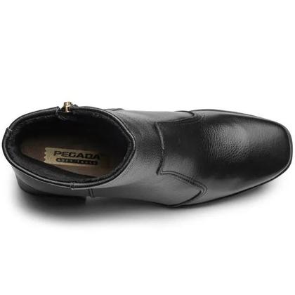 Imagem de Bota Coturno Feminina Pegada Couro Salto Bloco Cano Baixo