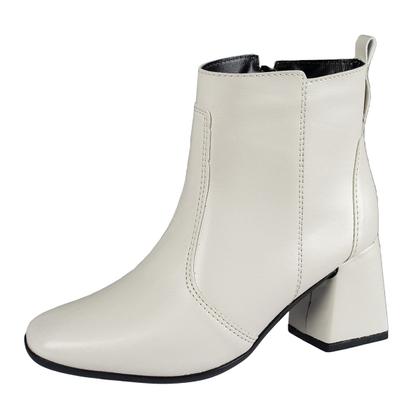 Imagem de Bota Coturno Feminina Salto Grosso Bico Quadrado Cano Curto