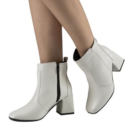 Imagem de Bota Coturno Feminina Salto Grosso Bico Quadrado Cano Curto