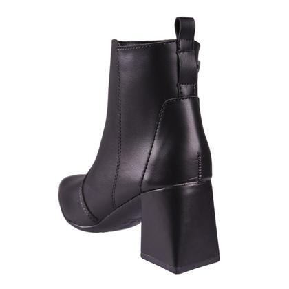 Imagem de Bota Coturno Feminina Salto Grosso Bico Quadrado Cano Curto