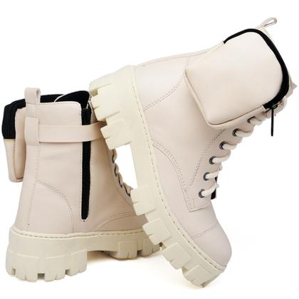 Imagem de Bota Coturno Feminina Tratorada Flatform Cano Curto Modelo Outono Inverno Classico Com Bag Bx3