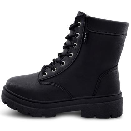 Imagem de Bota Coturno Feminina Tratorada Menina Super Conforto Cano Médio Preta Gatatuya