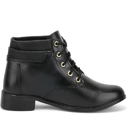 Imagem de Bota Coturno Feminino Cano Curto Cadarço Botinha Elegante