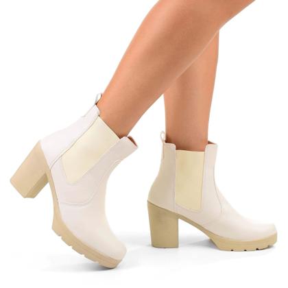 Imagem de Bota Coturno Feminino Cano Curto  Chelsea Jeca Com Elástico Salto Alto