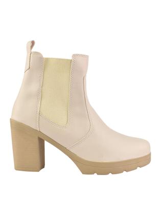 Imagem de Bota Coturno Feminino Cano Curto  Chelsea Jeca Com Elástico Salto Alto