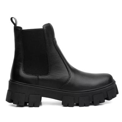 Imagem de Bota Coturno Feminino Chelsea Elástico Sola Tratorada Preto