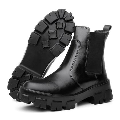 Imagem de Bota Coturno Feminino Tratorada Chelsea Macia Confortável