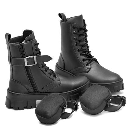 Imagem de Bota Coturno Feminino tratorado Plataforma Blogueira Fosco com Bolsa