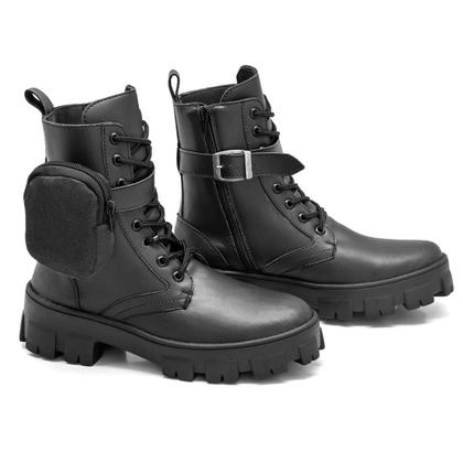 Imagem de Bota Coturno Feminino tratorado Plataforma Blogueira Fosco com Bolsa