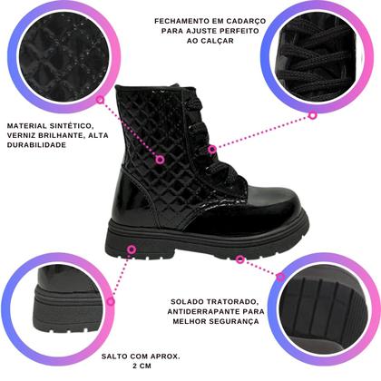 Imagem de Bota Coturno Infantil Feminina Tratorada Juvenil Menina Botina Lançamento Presente Criança Blogueirinha Shoes Kids