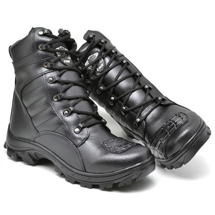 Imagem de Bota Coturno Masculina Couro Motociclista Esportiva Preta Bitter