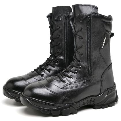 Imagem de Bota Coturno Masculina Militar Cano Médio Básico Casual Tática Motociclista Com 2 Zíper