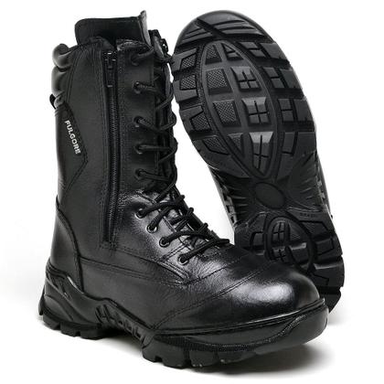 Imagem de Bota Coturno Masculina Militar Cano Médio Básico Casual Tática Motociclista Com 2 Zíper