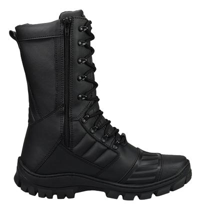 Imagem de Bota Coturno Militar Cano Alto Ziper Calce Fácil Resistente Confortável