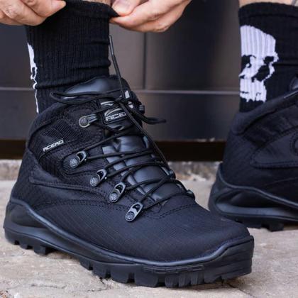 Imagem de Bota Coturno Militar Extra Leve Acero Modelo Ripstop Mid Preto Cano Curto