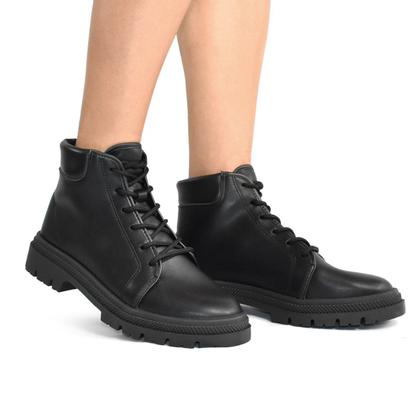 Imagem de Bota Coturno Moleca Casual Solado Tratorado Feminina Preta
