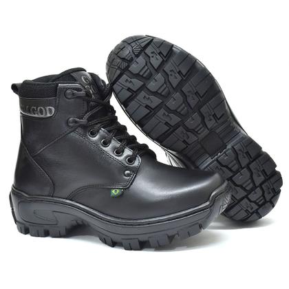 Imagem de Bota Coturno Preto 100 Couro com C.A bico PVC REF04 Preto