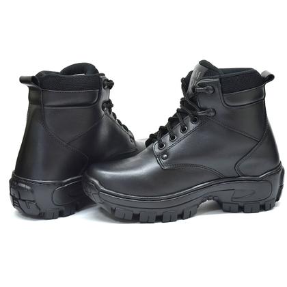 Imagem de Bota Coturno Preto 100 Couro com C.A bico PVC REF04 Preto