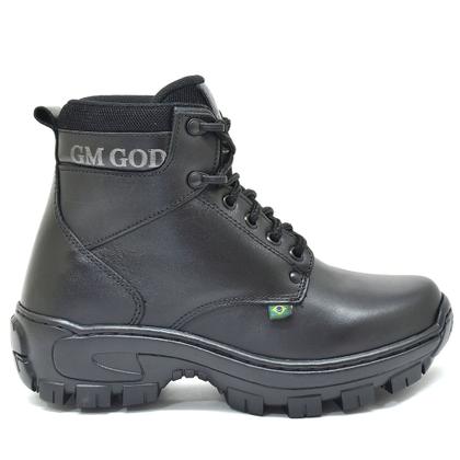 Imagem de Bota Coturno Preto 100 Couro com C.A bico PVC REF04 Preto