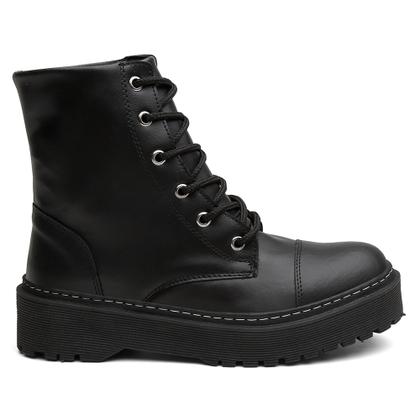 Imagem de Bota Coturno Tratorada Feminina Preto Cano Médio  Confortável e Estilosa