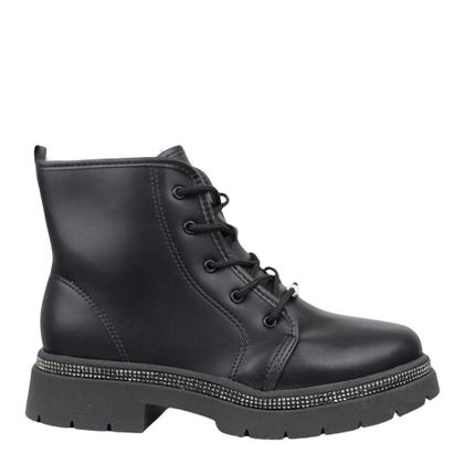 Imagem de Bota Coturno Tratorada Menina Brilho Strass Molekinha 2182200 - Preto - 30
