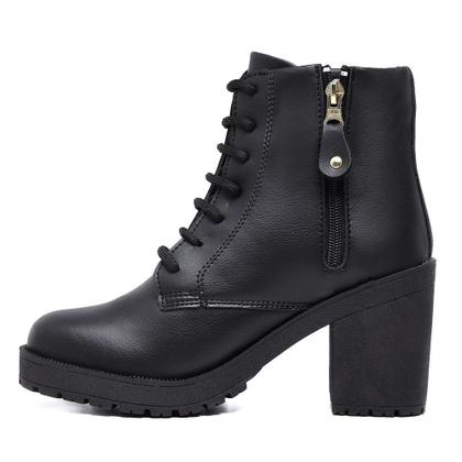 Imagem de Bota Coturno Tratorada Zíper Lateral Salto Blogueira da Moda