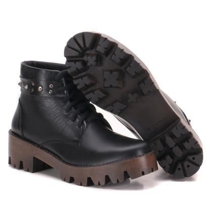 Imagem de Bota Coturno Tratorado em Couro Haldrys com Cadarço e Sola Alta Robusta