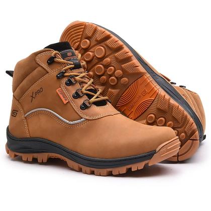 Imagem de Bota Coturno Tratorado Masculino Couro Cadarço Sola Trataorada Antiderrapante Aventura Trilha Casual