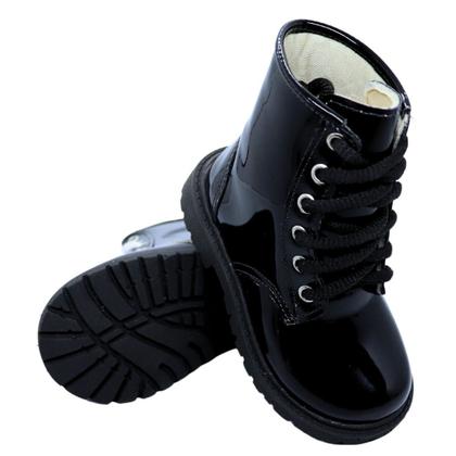 Imagem de Bota Coturno Verniz Infantil Feminino Cano Curto Tratorado