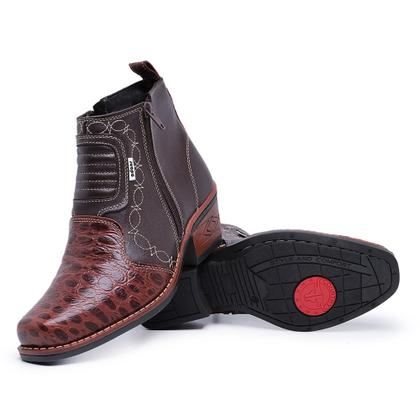 Imagem de Bota Country Couro Legitimo Ziper Butina Texana Rodeio Cavalgada