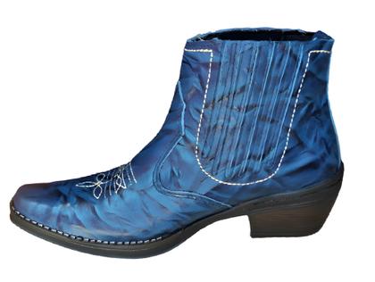 Imagem de Bota Country Em Couro Botina Masculina Cor Azul Cowboy Estilo Rodeio Vaquejada Cavalgada Carrapeta