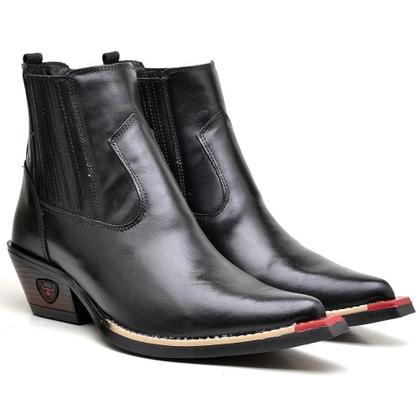 Bota Country Masculina Couro Bico Fino Cano Médio Conforto - Fakcini Imagem de Bota Country Masculina Couro Bico Fino Cano Médio Conforto