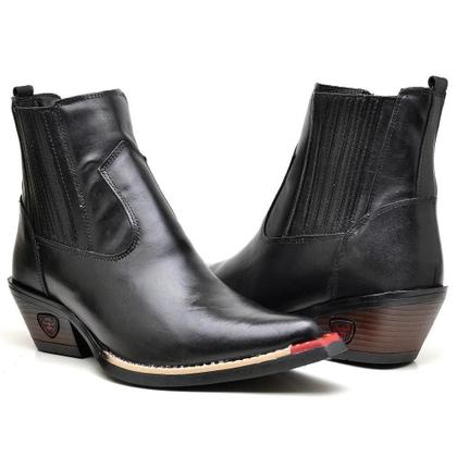 Bota Country Masculina Couro Bico Fino Cano Médio Conforto - Fakcini Imagem de Bota Country Masculina Couro Bico Fino Cano Médio Conforto