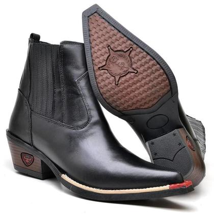 Bota Country Masculina Couro Bico Fino Cano Médio Conforto - Fakcini Imagem de Bota Country Masculina Couro Bico Fino Cano Médio Conforto