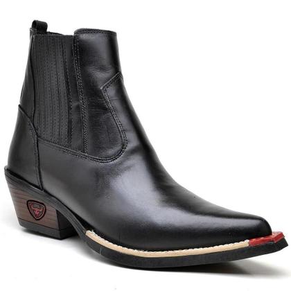 Imagem de Bota Country Masculina Couro Bico Fino Cano Médio Conforto