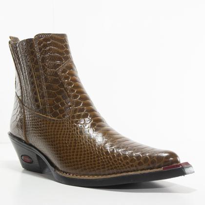 Imagem de Bota Country Masculina Couro Bico Fino Croco Conforto