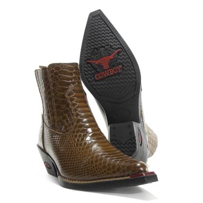 Imagem de Bota Country Masculina Couro Bico Fino Croco Conforto