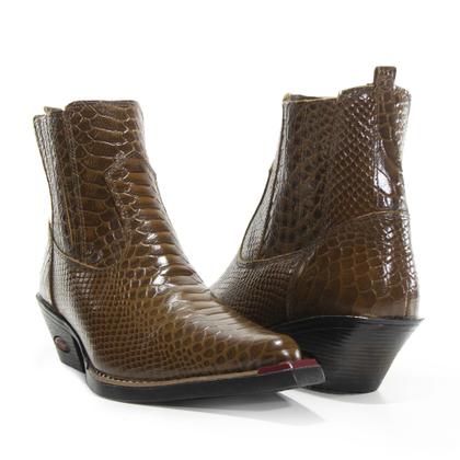 Imagem de Bota Country Masculina Couro Bico Fino Croco Conforto