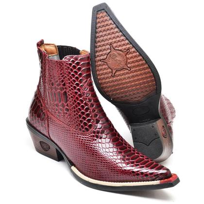 Bota Country Masculina Couro Bico Fino Croco Conforto - Fakcini Imagem de Bota Country Masculina Couro Bico Fino Croco Conforto