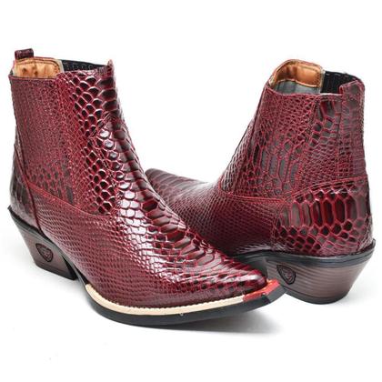 Bota Country Masculina Couro Bico Fino Croco Conforto - Fakcini Imagem de Bota Country Masculina Couro Bico Fino Croco Conforto