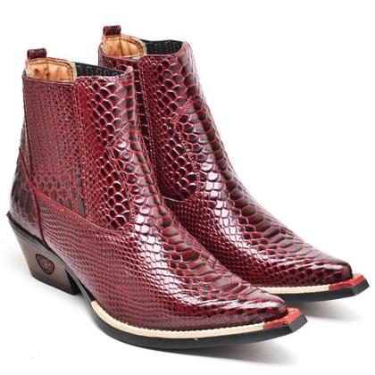 Bota Country Masculina Couro Bico Fino Croco Conforto - Fakcini Imagem de Bota Country Masculina Couro Bico Fino Croco Conforto