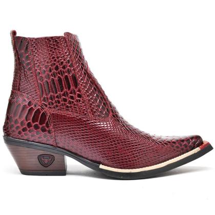 Bota Country Masculina Couro Bico Fino Croco Conforto - Fakcini Imagem de Bota Country Masculina Couro Bico Fino Croco Conforto