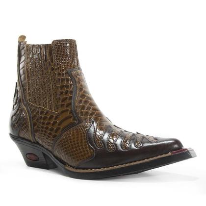 Bota Country Masculina Couro Jacaré Bordado Sofisticada - Fakcini Imagem de Bota Country Masculina Couro Jacaré Bordado Sofisticada