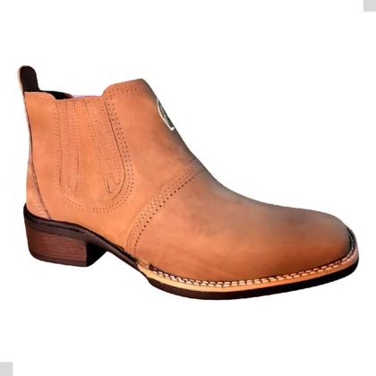 Imagem de Bota Country Texana Masculina Botina Cano Curto Baixo Tornozelo Couro Nobuck Bico Quadrado 3040