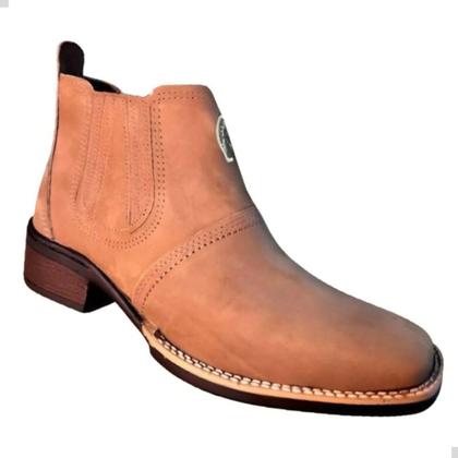 Imagem de Bota Country Texana Masculina Botina Cano Curto Baixo Tornozelo Couro Nobuck Bico Quadrado 3040