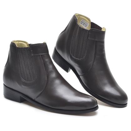 Imagem de Bota Couro Masculina Cano Curto Elástico Calce Fácil Moda Elegante