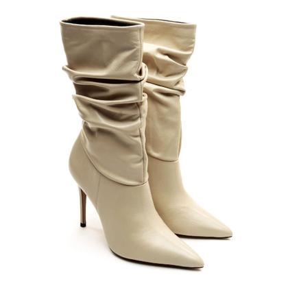 Imagem de Bota Couro Off White Cano Médio Slouchy Cecconello 2130006-26