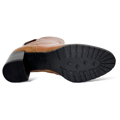 Imagem de Bota Cravo e Canela Croco Salto Médio Couro 1295CC Caramelo