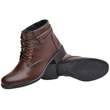 Imagem de Bota Cuturno Cano Curto Yoyo Store com Zíper Lateral Cadarço e Sola Borracha