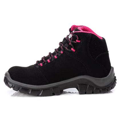 Imagem de Bota de Segurança em Microfibra Preto e Rosa Estival EN10071S2 CA 44558